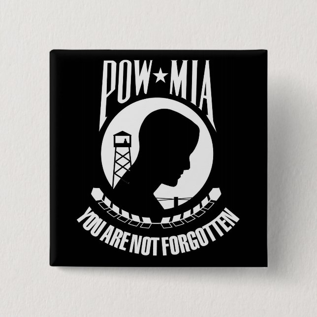 POW-MIA flag 2 Inch Square Button (Front)