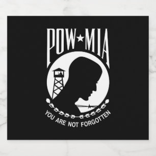 POW MIA Flag: Missing Soldiers of Vietnam War, WW2 Beer Bottle Label