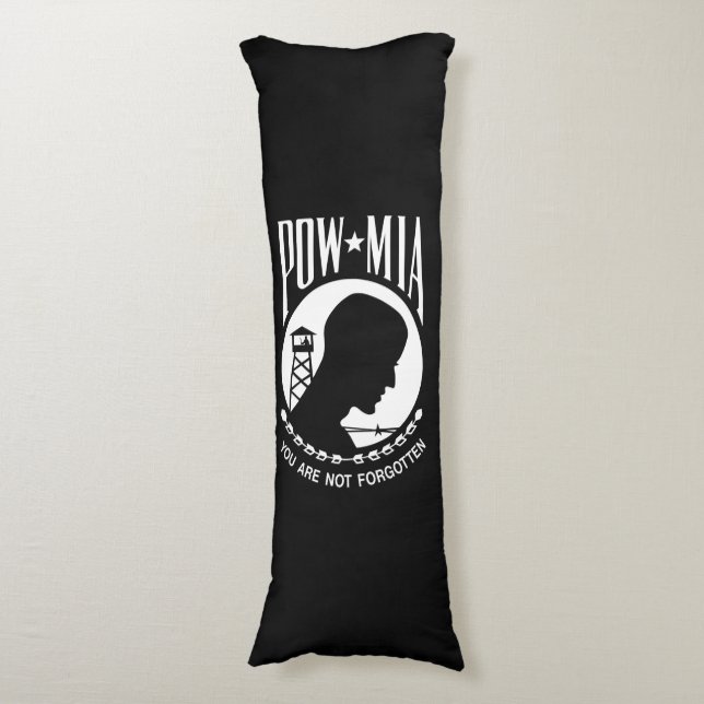 POW MIA Flag: Missing Soldiers of Vietnam War, WW2 Body Pillow (Front Vertical)