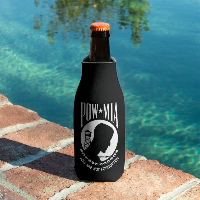 POW MIA Flag: Missing Soldiers of Vietnam War, WW2 Bottle Cooler (In Situ Pool)