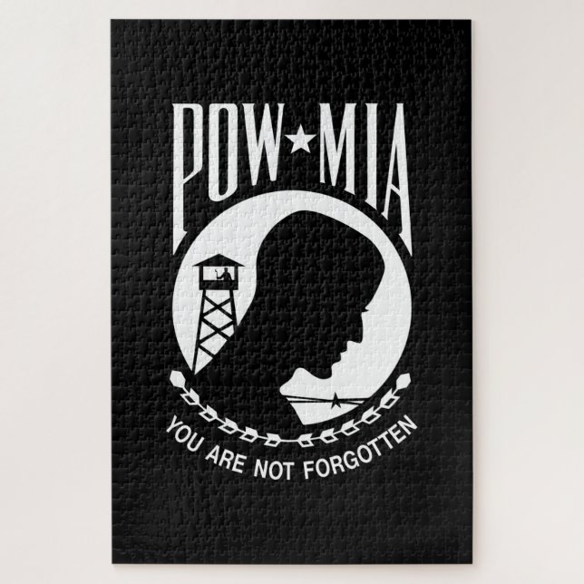 POW MIA Flag: Missing Soldiers of Vietnam War, WW2 Jigsaw Puzzle (Vertical)