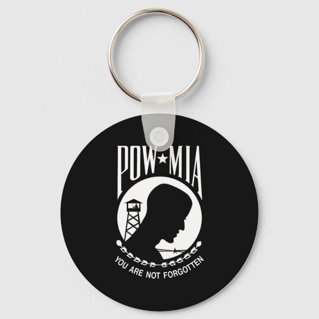 POW MIA Flag: Missing Soldiers of Vietnam War, WW2 Keychain (Front)