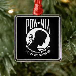 POW MIA Flag: Missing Soldiers of Vietnam War, WW2 Metal Ornament