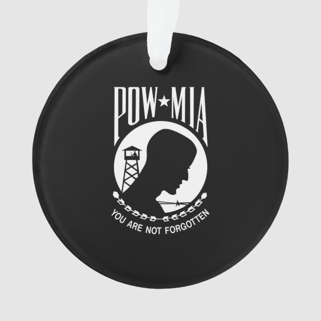 POW MIA Flag: Missing Soldiers of Vietnam War, WW2 Ornament (Front)