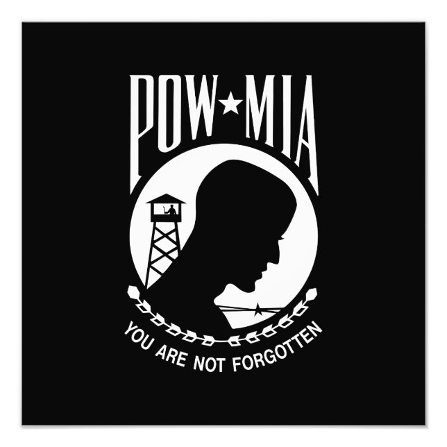 POW MIA Flag: Missing Soldiers of Vietnam War, WW2 Photo Print (Front)