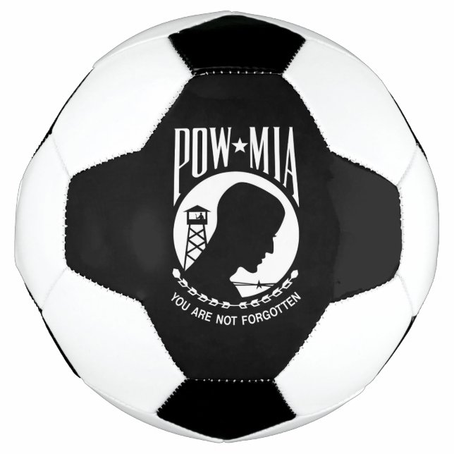 POW MIA Flag: Missing Soldiers of Vietnam War, WW2 Soccer Ball (Front)