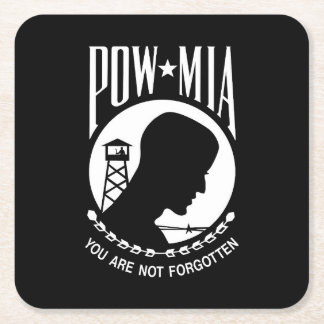 POW MIA Flag: Missing Soldiers of Vietnam War, WW2 Square Paper Coaster