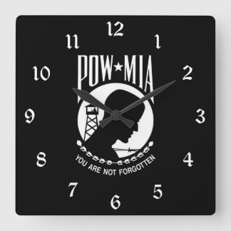 POW MIA Flag: Missing Soldiers of Vietnam War, WW2 Square Wall Clock
