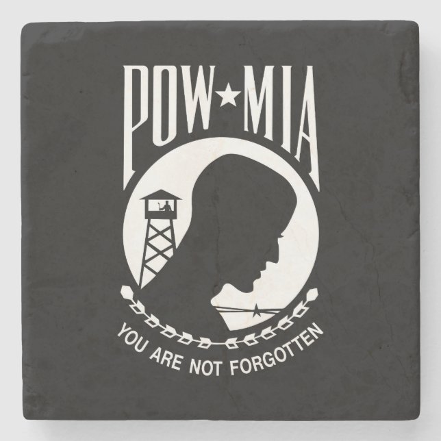 POW MIA Flag: Missing Soldiers of Vietnam War, WW2 Stone Coaster (Front)