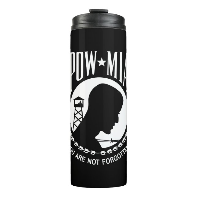 POW MIA Flag: Missing Soldiers of Vietnam War, WW2 Thermal Tumbler (Front)
