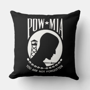 POW MIA Flag: Missing Soldiers of Vietnam War, WW2 Throw Pillow
