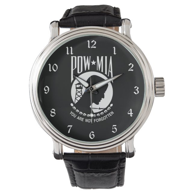 POW MIA Flag: Missing Soldiers of Vietnam War, WW2 Watch (Front)