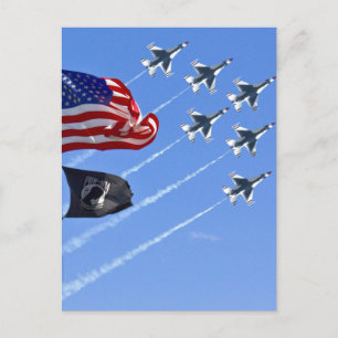 POW MIA Flag with Old Glory & The Thunderbirds Postcard