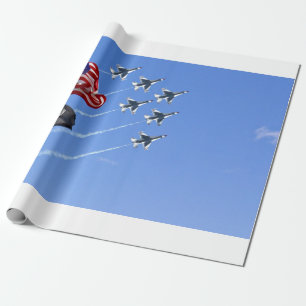 POW MIA Flag with Old Glory & The Thunderbirds Wrapping Paper