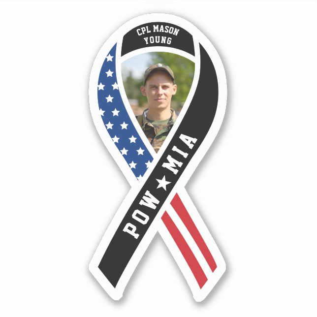 POW/MIA Military Black Ribbon Flag Custom Photo (Front)