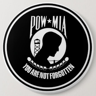 POW MIA MILITARY HEROES GEAR 6 INCH ROUND BUTTON