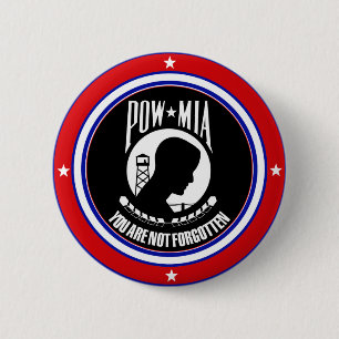 POW MIA - RED WHITE AND BLUE 2 INCH ROUND BUTTON