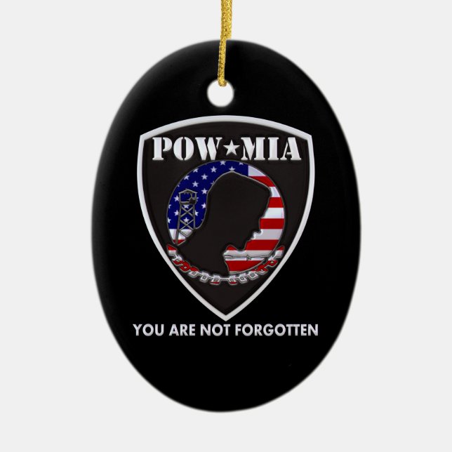 POW MIA - Shield Ceramic Ornament (Front)
