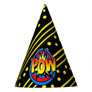 Pow Pop Art Cartoon Superpower Birthday Hat