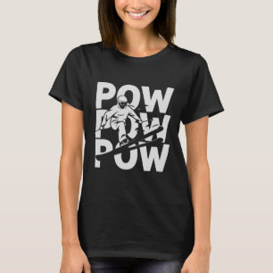 Pow Pow Skiing Figure With Skiing Goggles Helmet P T-Shirt