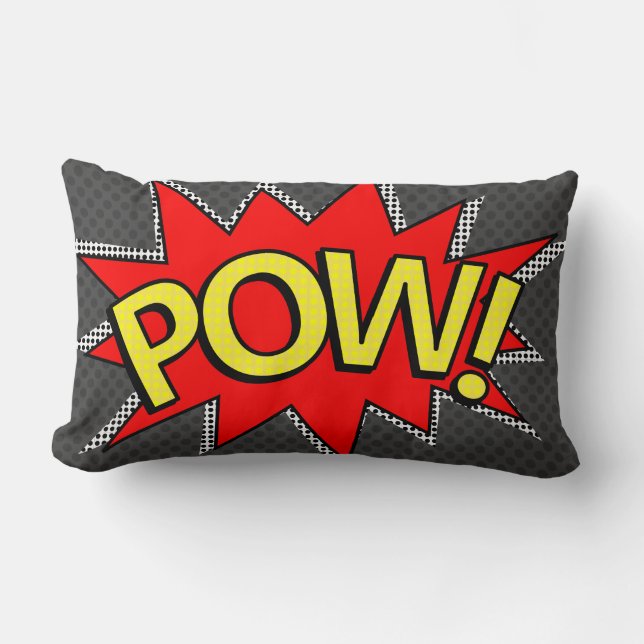 POW! - Superhero Comic Book Bubble - Custom BG Lumbar Pillow (Front)