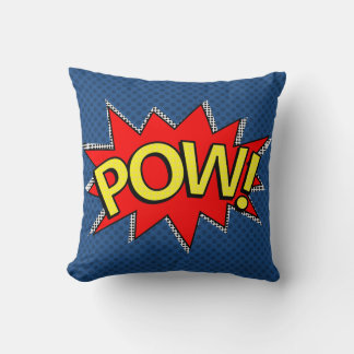 POW! - Superhero Comic Book Bubble - Custom BG Throw Pillow