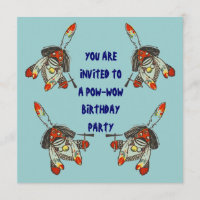 POW-WOW BIRTHDAY PARTY INVITATION ~ EZ2 CUSTOMIZE