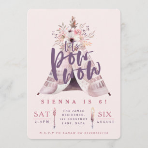 Pow wow teepee anniversaire invitation