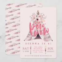 Pow wow teepee anniversaire invitation