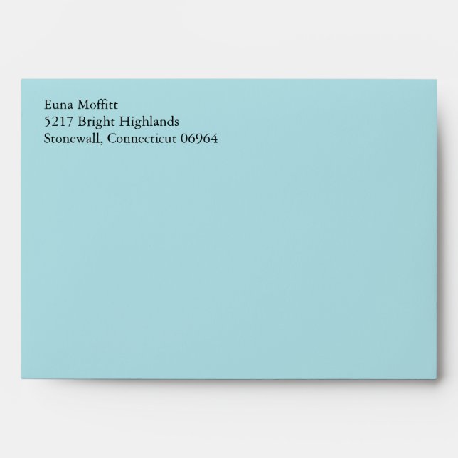 Powder Blue A7 5x7 Envelopes With Return Address (Front)