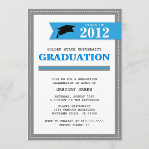 Powder Blue and Grey Preppy Graduation Invitation