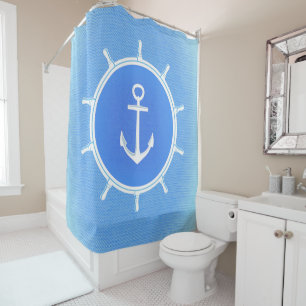 Powder Blue and White nautical anchor and wheel