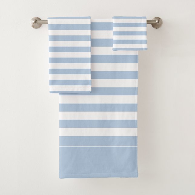 Powder Blue and White Striped Bath Towel Set (Insitu)