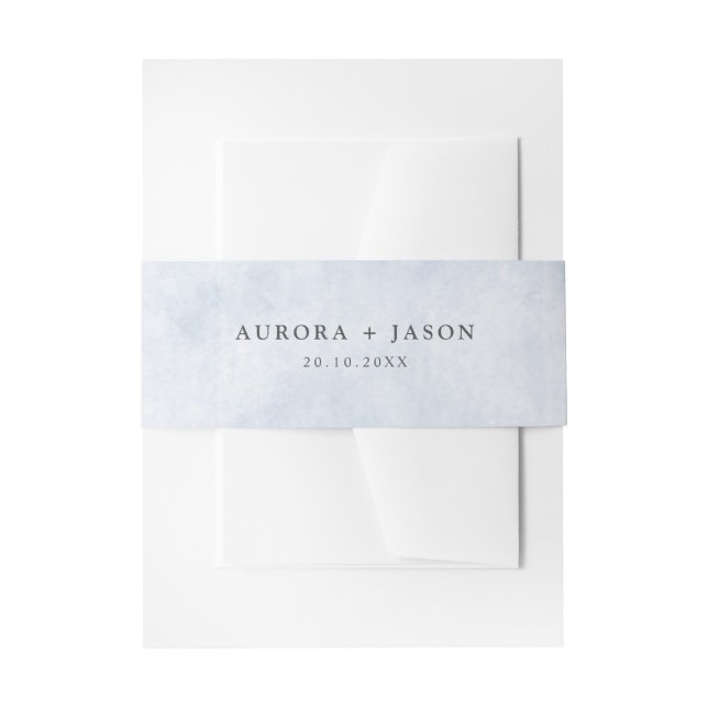 Powder blue baby blue First Name wedding   Invitation Belly Band (Front Example)