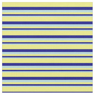 Powder Blue, Blue, and Yellow Lined Pattern Fabric