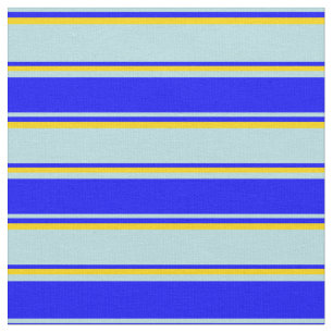 Powder Blue, Blue & Yellow Stripes/Lines Pattern Fabric
