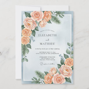 Powder Blue Botanical Winter Wedding Invitation