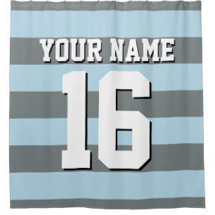 Powder Blue Charcoal Sports Jersey Preppy Stripe