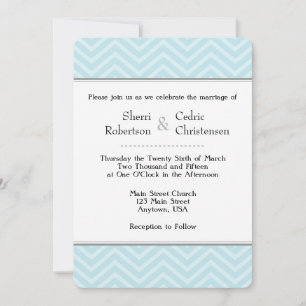 Powder Blue Chevron Wedding Invitations