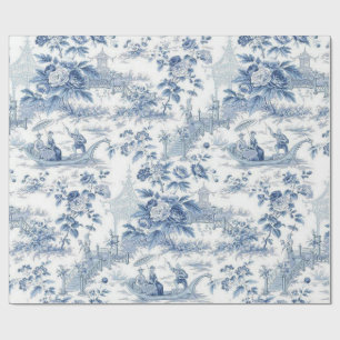 Powder Blue Chinoiserie Toile Wrapping Paper