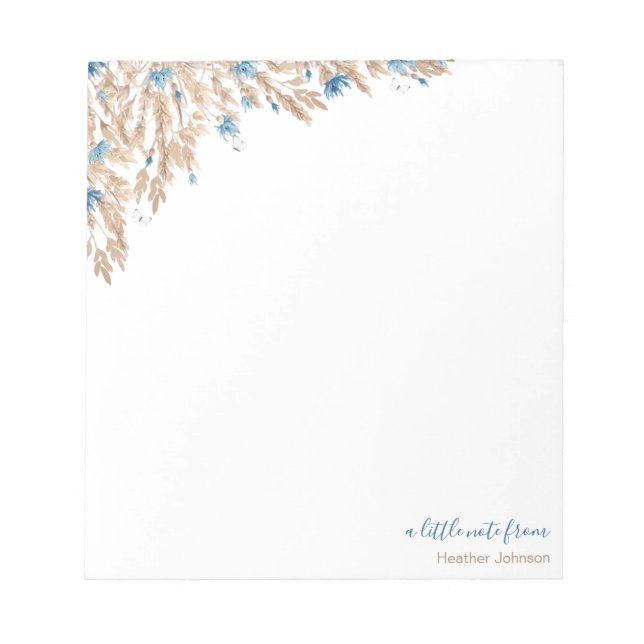 Powder Blue Corn Flower Fields Custom Notepad (Front)