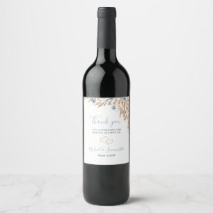 Powder Blue Country Fields Wedding Wine Label