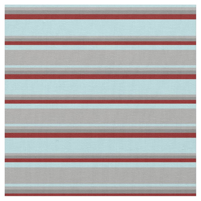 Powder Blue, Dark Grey, Grey & Maroon Lines Fabric (Close Up)
