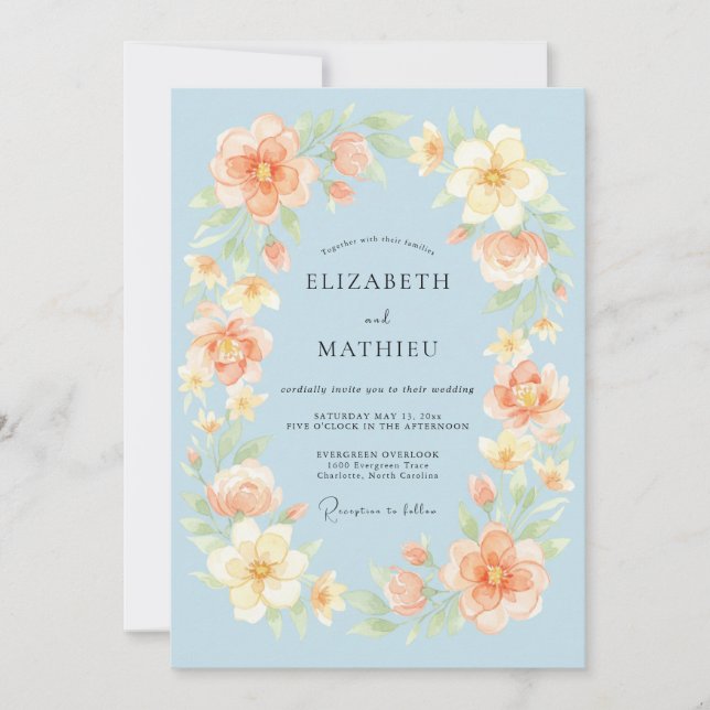 Powder Blue Delicate Spring Wedding Invitation (Front)