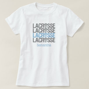 Powder Blue Distressed Lacrosse Word T-Shirt