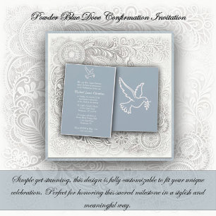 Powder Blue Dove Confirmation Invitation
