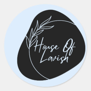 Powder Blue Elegant Black & White Floral Sticker