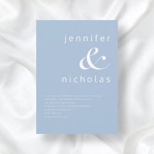 Powder Blue Elegant Minimalist Typography Wedding Invitation