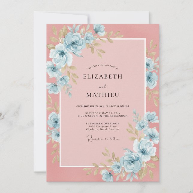 Powder Blue Ethereal Romance Wedding Invitation (Front)