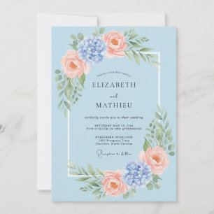 Powder Blue Exquisite Spring Wedding Invitation